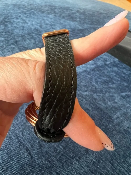 Milor Italy Bronze Leather Bracelet Black Strap Gold Tone Ring New in Box - Picture 11 of 16